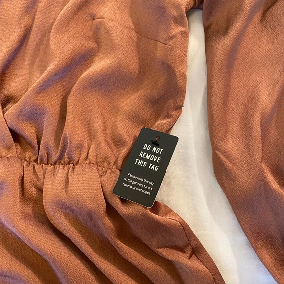 Express Satin Long Sleeve Mini Dress, Size XL, in Rust Color - Picture 6 of 7